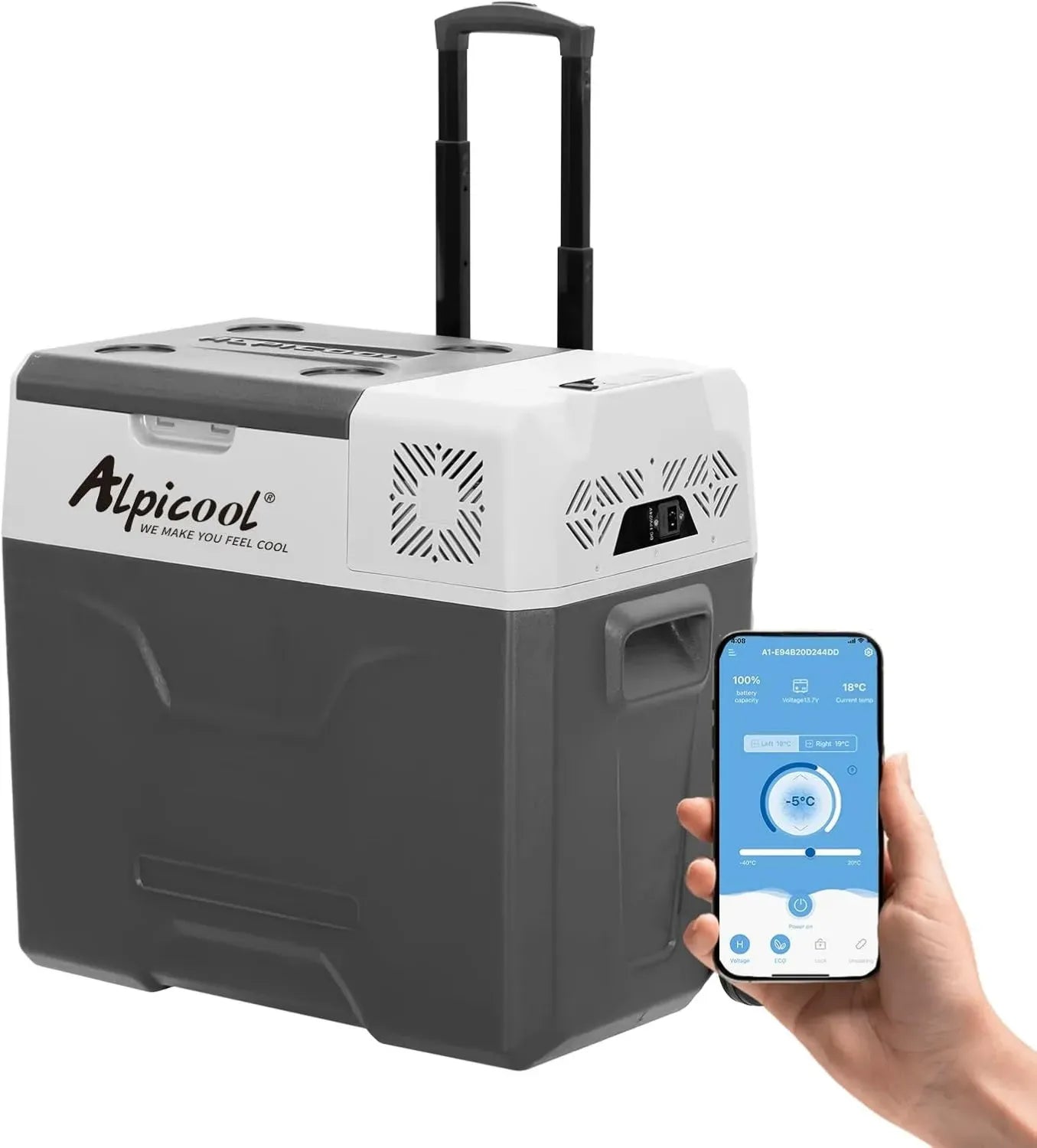 Alpicool CX50 50L Glacière Portable avec Congélateur et Réfrigérateur - Compresseur Électrique pour Voiture, Maison, Camping