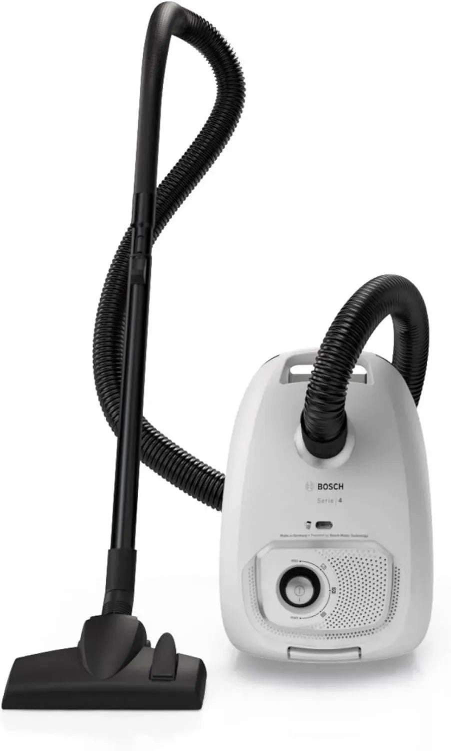 Aspirateur Bosch Série 4 avec Sac, Portée 11 m, Grand Sac Poussière XL, Accessoires Inclus, Blanc