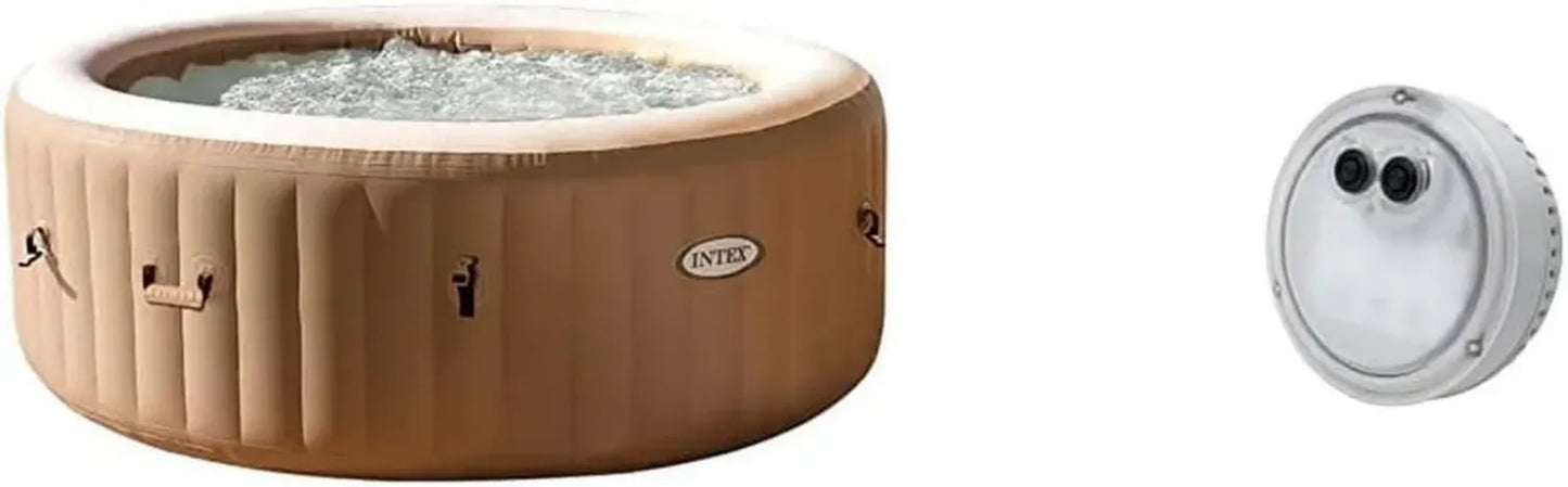 Spa Gonflable Rond Intex Sahara pour 4 Personnes avec 120 Jets de Bulles, Technologie FiberTech, Capacité de 795 Litres, Éclairage LED Ambiant