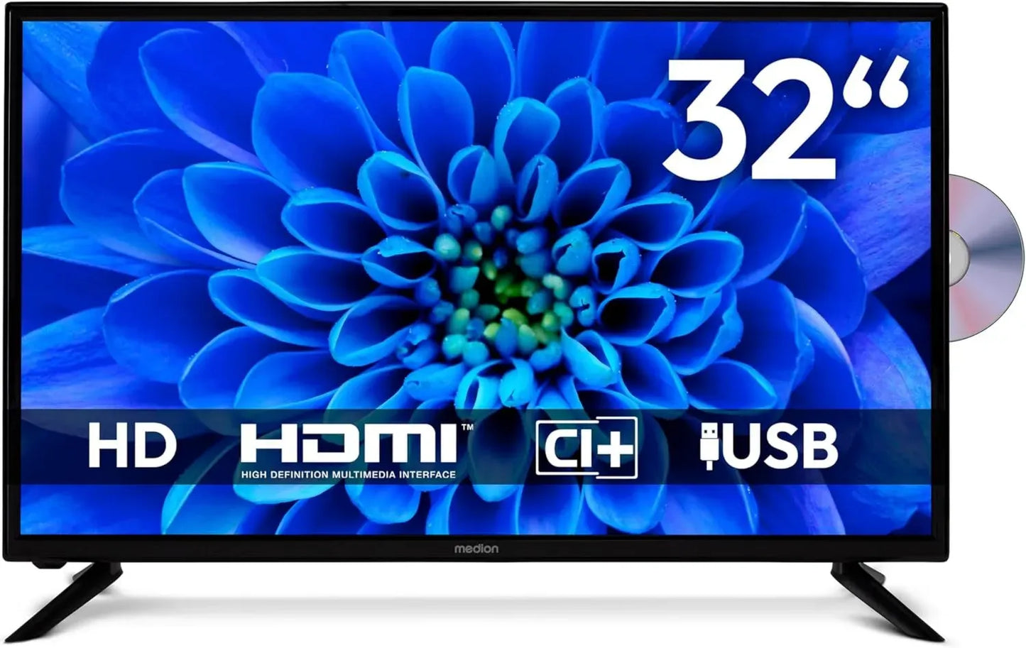 Téléviseur HD 80 cm MEDION 32 Pouces avec Tuner Triple et Lecteur Multimédia