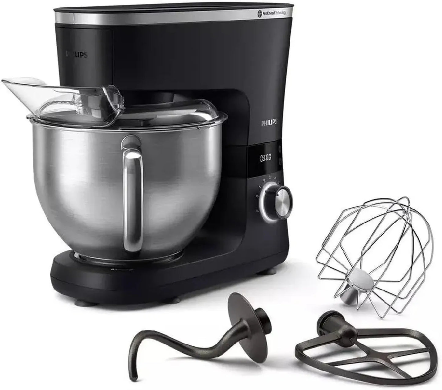 Robot culinaire Philips série 7000, 5,5 L, mixeur 1,5 L, 1000 W, 8 vitesses, argent/noir
