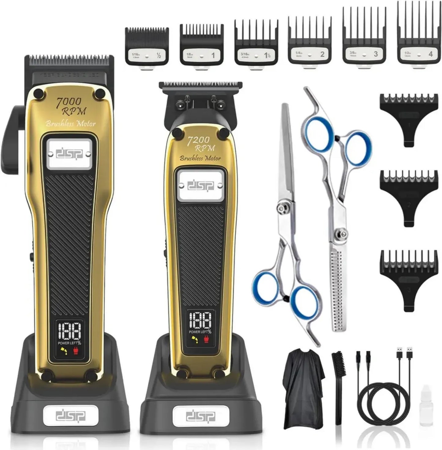 Tondeuse Professionnelle pour Hommes, Moteur Sans Balais à Couple Élevé & Lame Amovible DLC, Tondeuse Sans Fil avec Base de Charge, Coffret Cadeau de Soins Capillaires pour Hommes