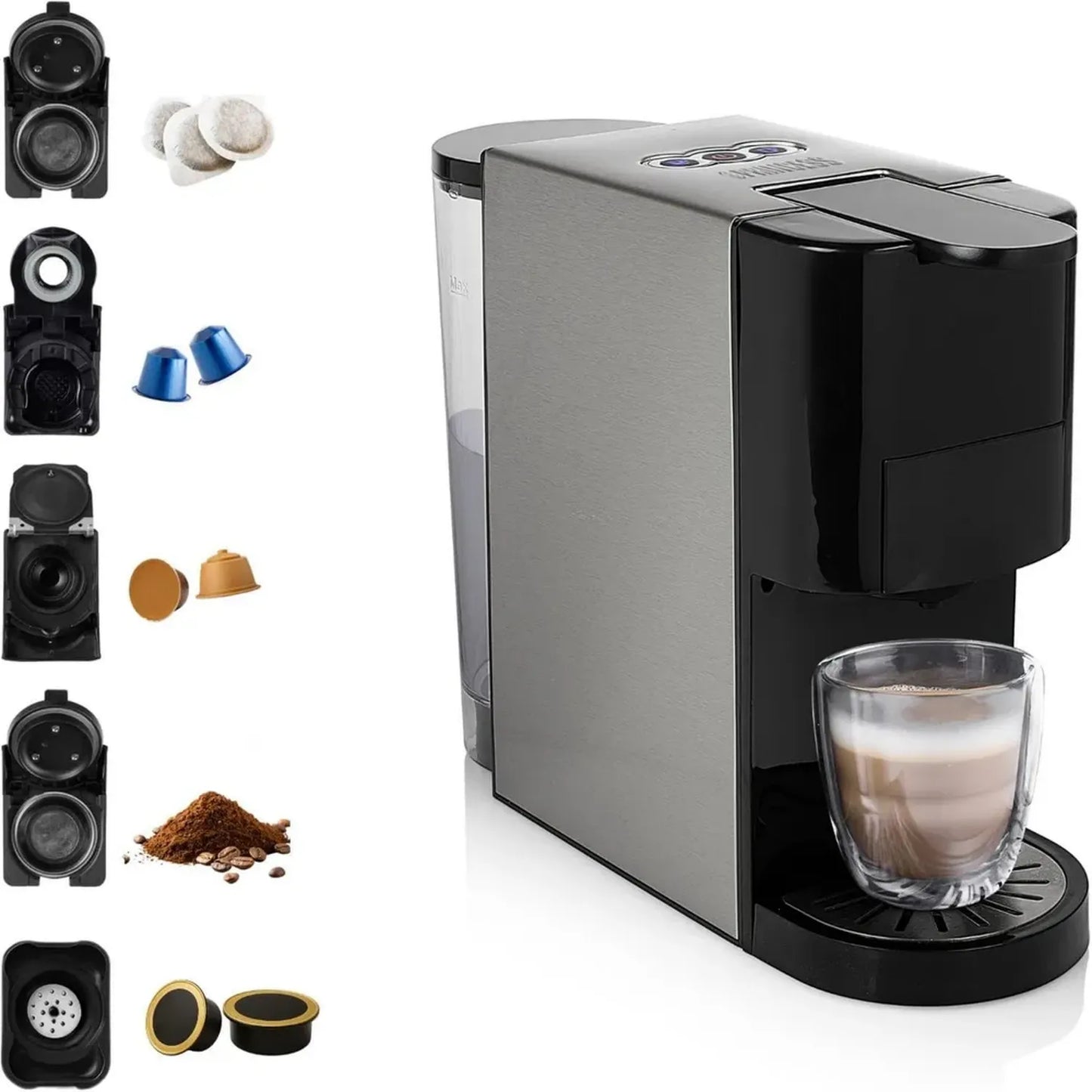 Machine à café multicapsules Princess - Compatible Nespresso, Dolce Gusto, Lavazza & E.S.E. - 0,8 L - 1450 W