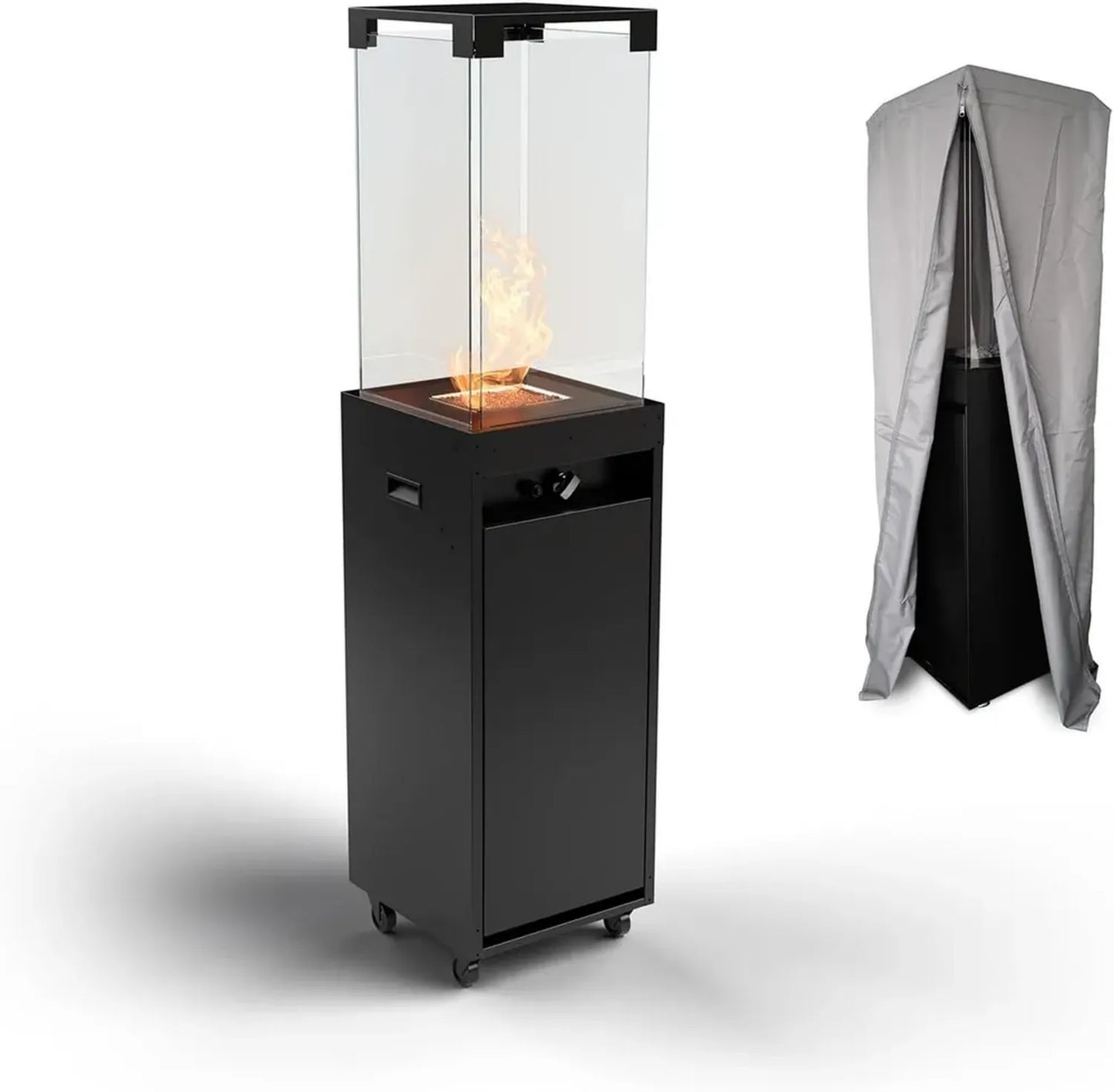 Chauffage de Terrasse au Gaz Planika - Cheminée Extérieure Moderne Noir, 8kW
