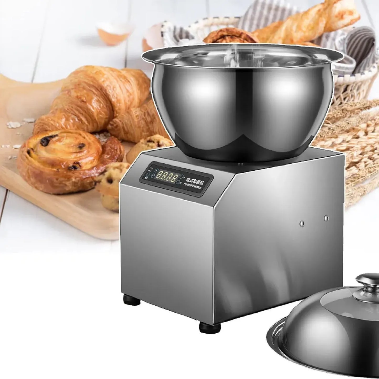 Mélangeur de Pâte Professionnel 1800W avec Minuterie et Double Rotation, 5 kg, 220V pour Boulangeries et Pizzerias