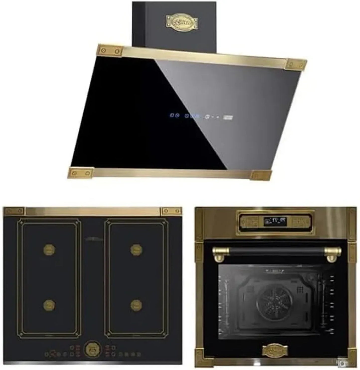 Ensemble Kaiser - Four Encastrable 80L, Hotte Murale 60 cm, Plaque à Induction 60 cm