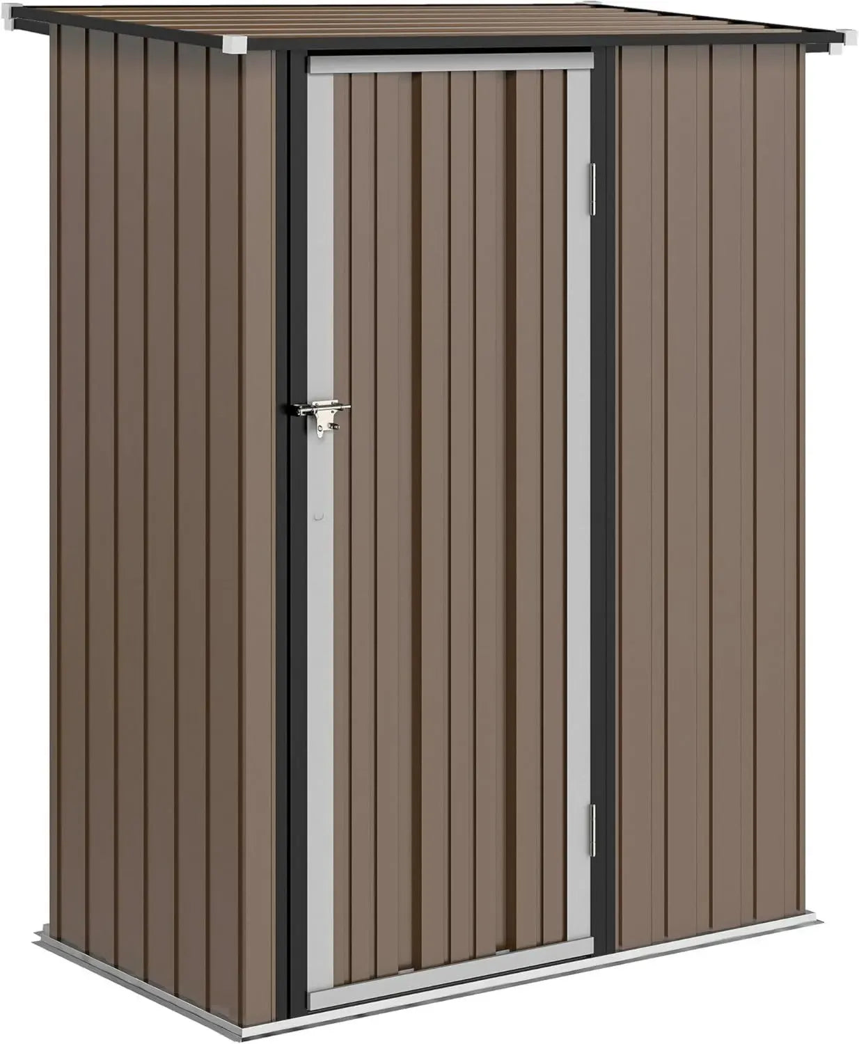 Outsunny Abri de Jardin Métal 1 m² avec Porte Verrouillable - 142 x 86 x 189 cm - Marron