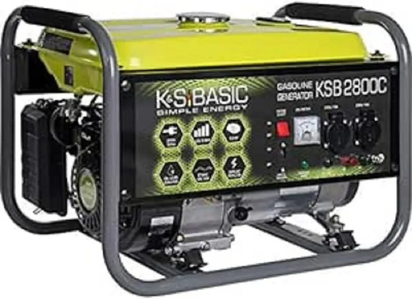 Générateur d'Électricité à Essence KSB 2800C 2800W, Démarrage Manuel, Moteur 6,5 CV, Régulateur AVR, 2 Prises 16A 230V, Sortie 12V, Enroulement Cuivre