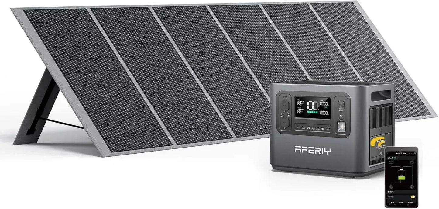 Générateur Électrique Portable 2400W avec Batterie LiFePO4 et Panneau Solaire 400W, Sorties USB et AC, Certifié IP65