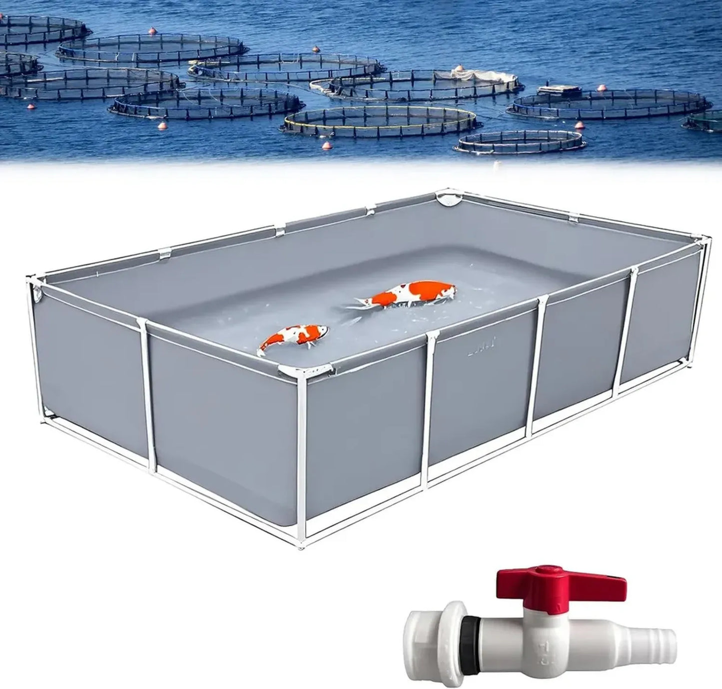 Bassin de Pisciculture Renforcé pour Aquariums Extérieurs - Dimensions 1.2x1x0.5m - Couleur Grise