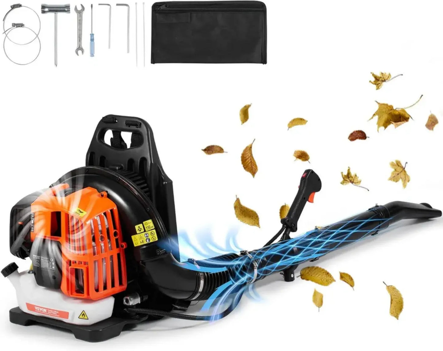 VEVOR Souffleur à Dos 52CC 2 Temps, 480 CFM, Réservoir 1,37L pour Jardinage et Déneigement