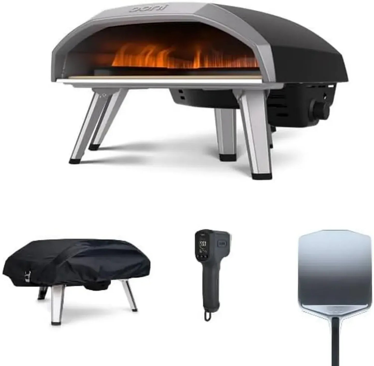 Four à Pizza Ooni Koda 16 à Gaz pour Extérieur – Ensemble Complet: Pelle 35cm, Housse & Thermomètre Infrarouge – Grande Surface de Cuisson pour Jardin