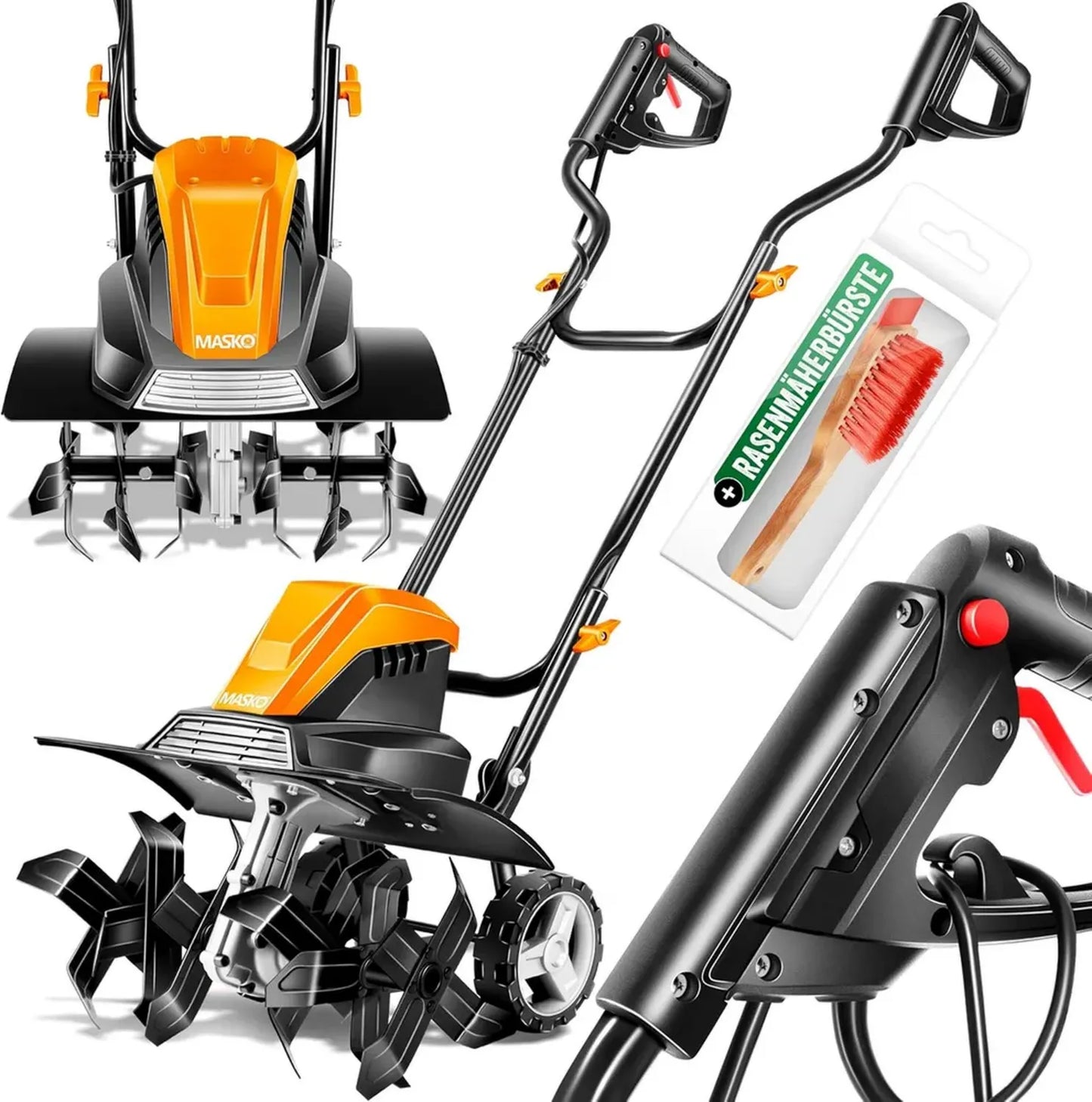 Motobineuse Électrique 1500W MASKO, Largeur 45cm, Profondeur 20cm, Orange