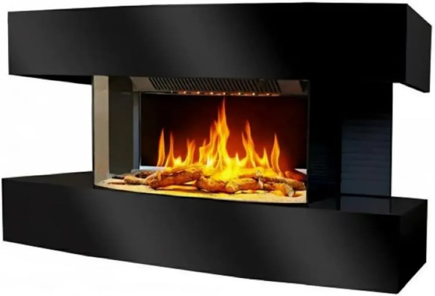 Cheminée Électrique Murale avec Effet Flamme LED - Noire - 2000W - Design Français - Garantie 2 Ans