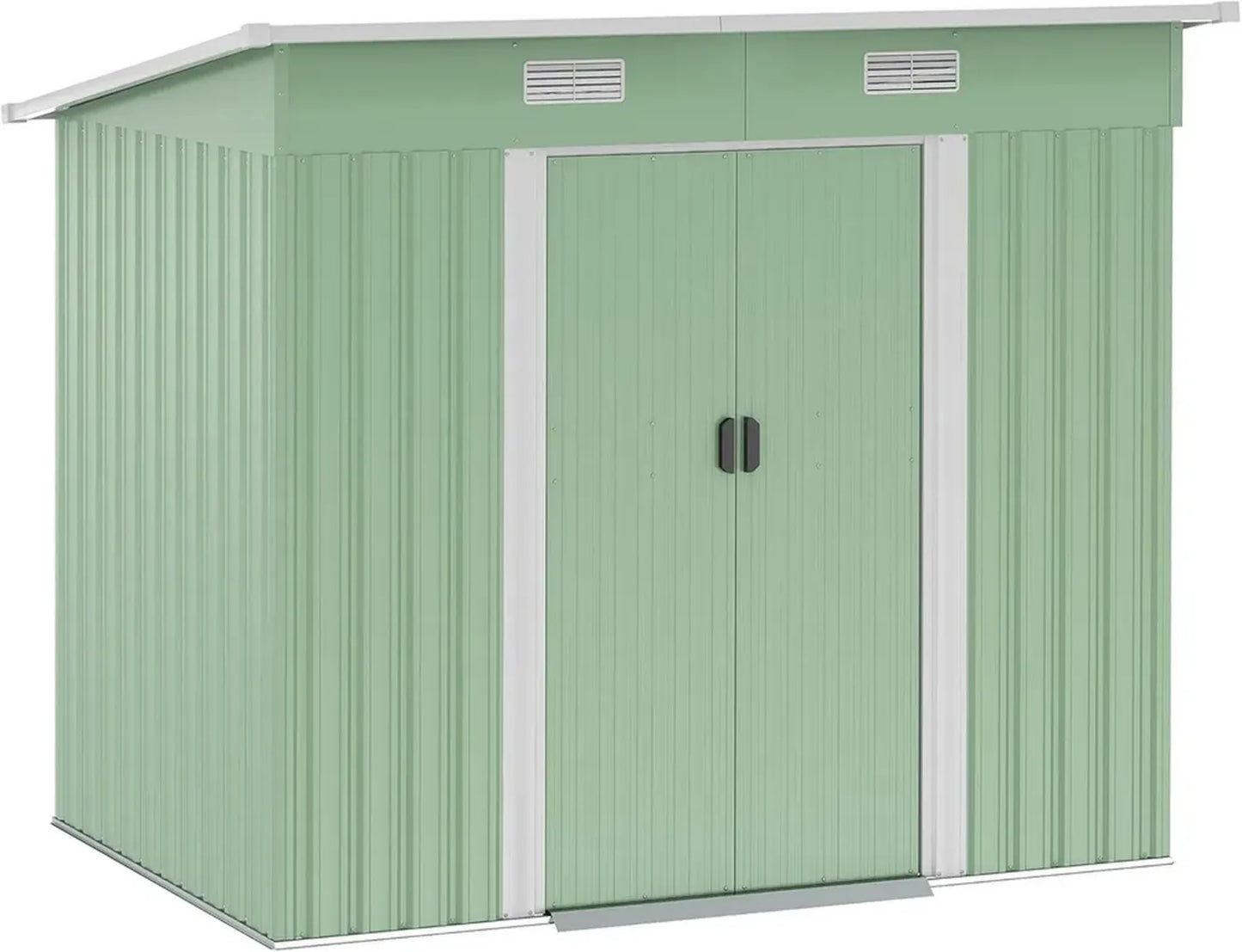 Outsunny Abri de Jardin Métallique 207x130x182cm avec Toit Incliné et Portes Coulissantes