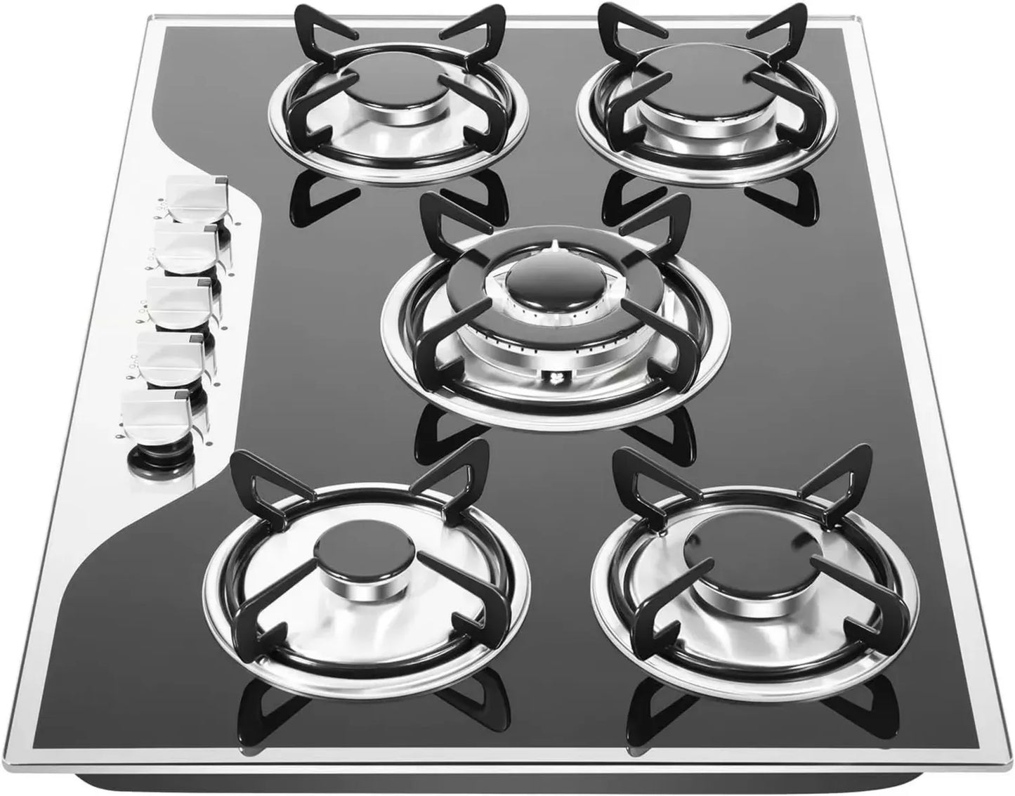 Table de cuisson à gaz encastrable 5 feux 770x510 mm pour gaz LPG et naturel