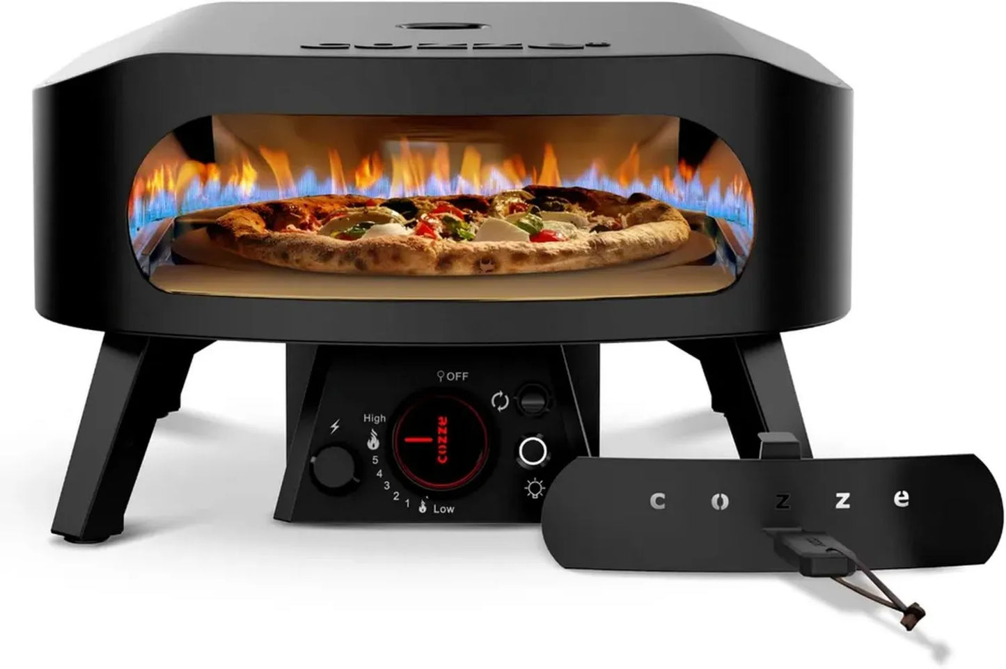 Four à Pizza Gaz Cozze® 13' Pierre Rotative Noire, 34,5 cm, 600°C, Cuisson Rapide