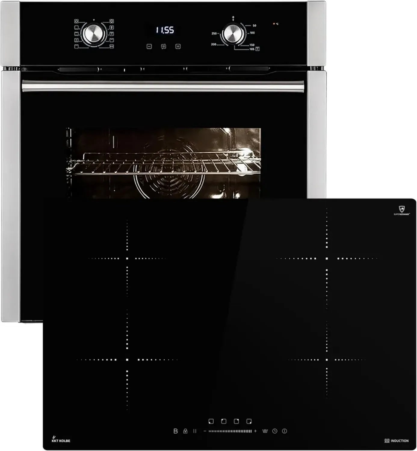 Ensemble Four Encastrable et Plaque Induction - Fonction Pizza, Gril, Air Chaud, Minuteur Automatique