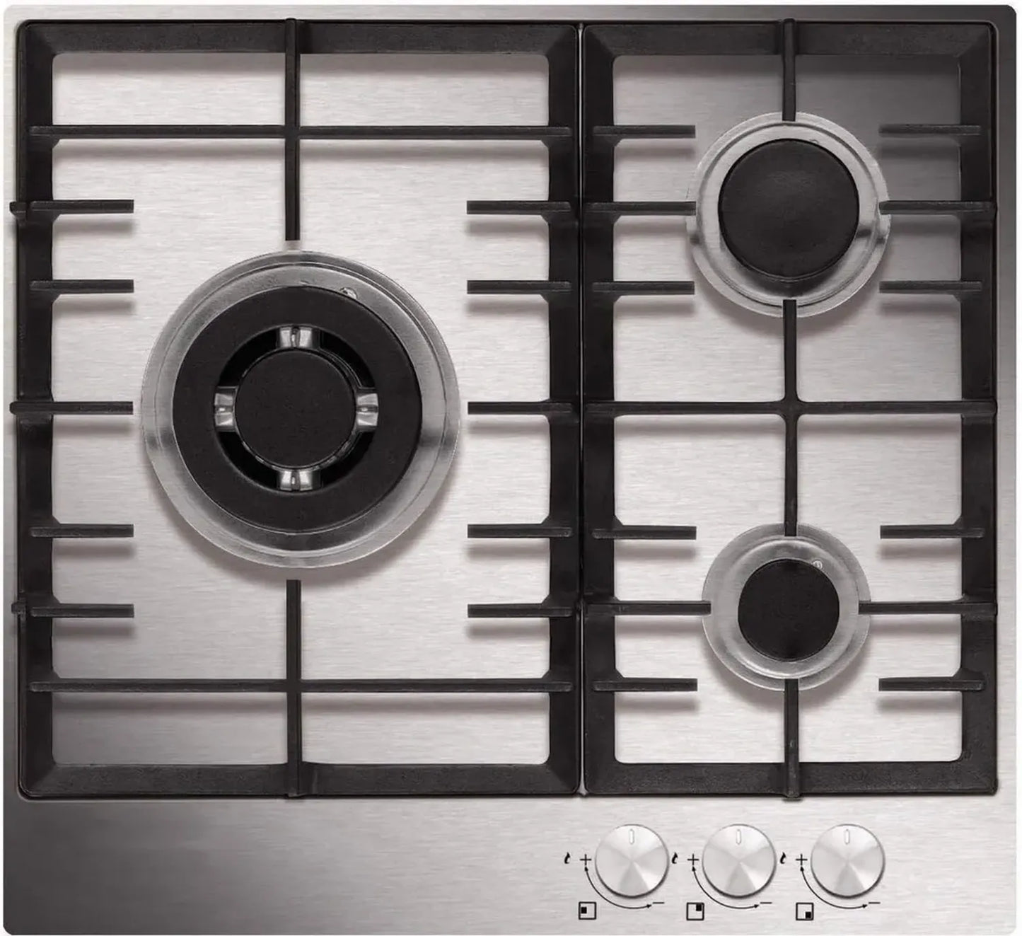 Plaque de Cuisson à Gaz Inox 60cm avec 3 Brûleurs - Modèle AT635HIX