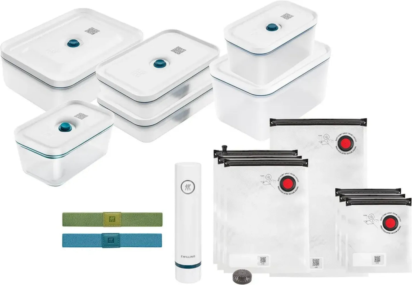ZWILLING Ensemble de Démarrage pour Conservation sous Vide Fresh & Save, Plastique, 16 Pièces, Bleu Océan