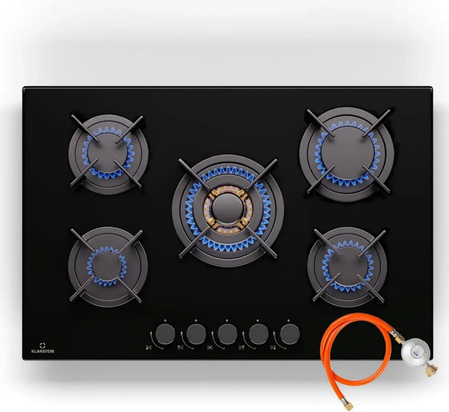 Klarstein Plaque de Cuisson Encastrable à Gaz avec 5 Brûleurs, 10400W, Acier Inoxydable