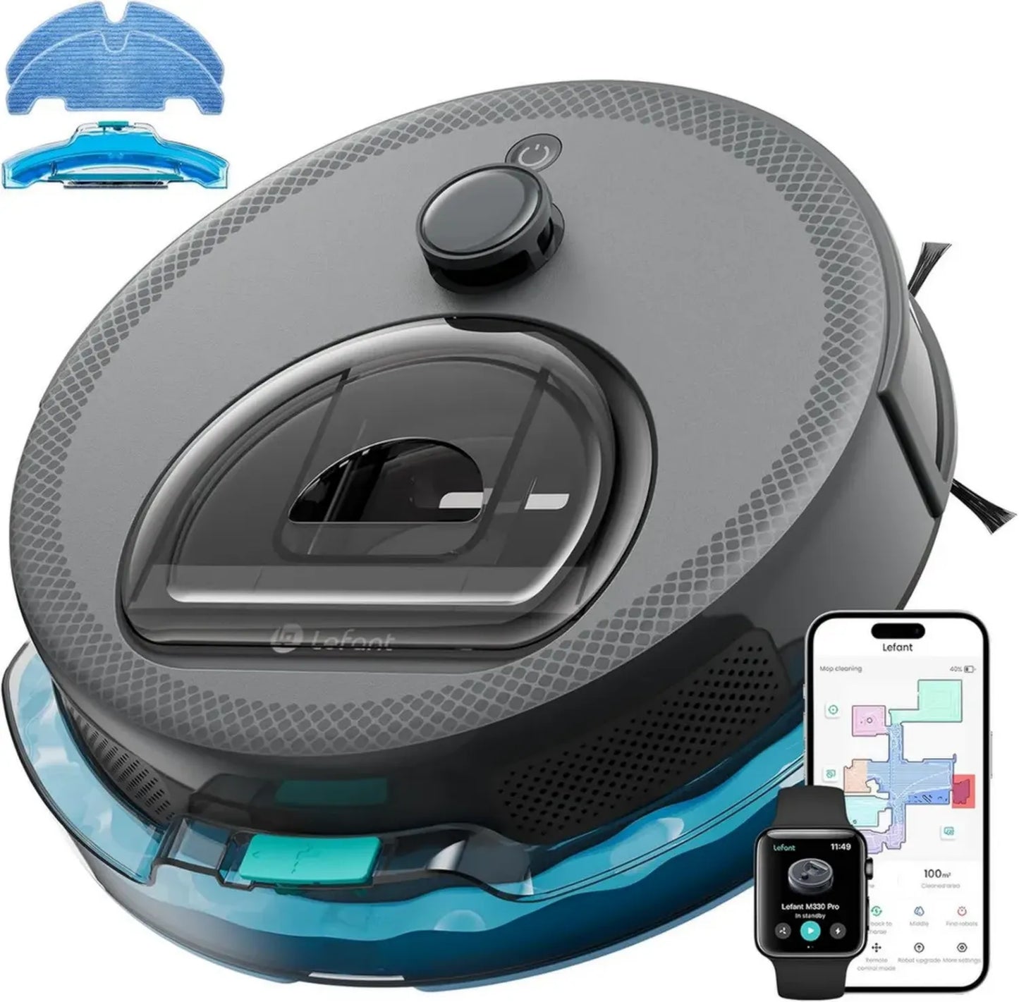 Robot Aspirateur Laveur Lefant M330 Pro 3 en 1 avec Aspiration 5000Pa, Navigation Avancée, Cartographie Précise, et Contrôle Intelligent par Alexa et WiFi
