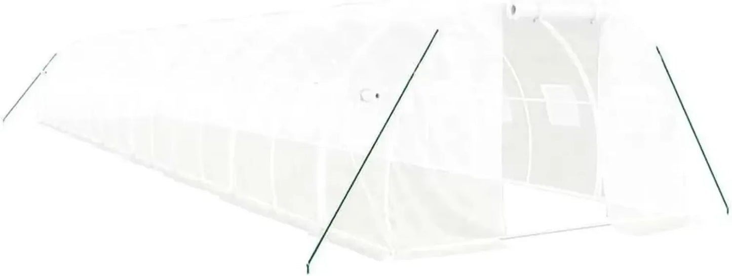 Serre Tunnel de Jardin en Acier Blanc 48 m², Dimensions: 16x3x2 m