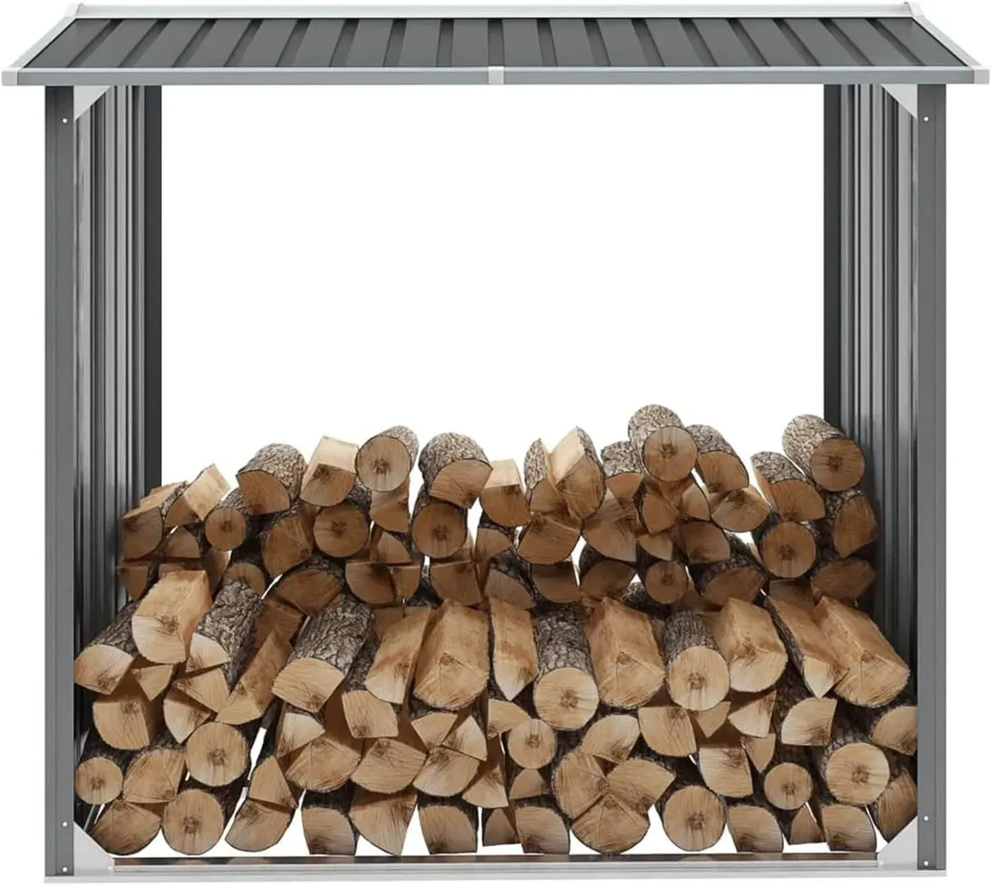 Abri de Jardin en Acier Galvanisé 172x91x154 cm Gris pour Stockage de Bois et Outils