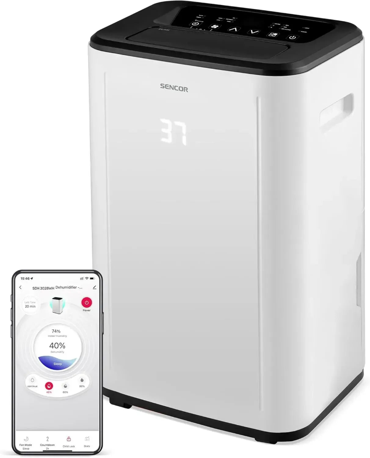Déshumidificateur Portable SENCOR SDH 3028WH - Élimination Efficace de l'Humidité