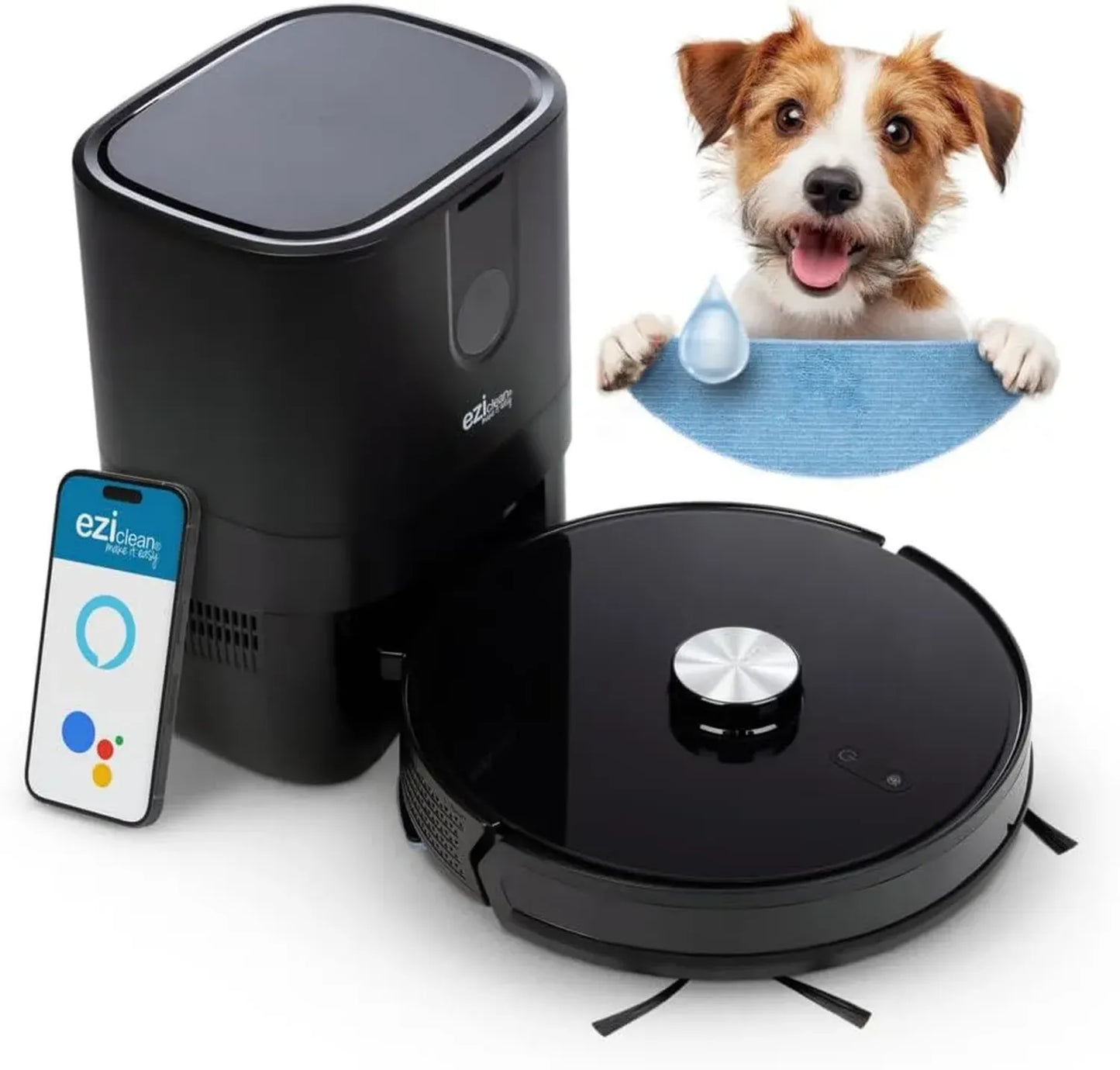 Aspirateur Robot Connecté EZICLEAN I-Bot Z7 avec Fonction Lavage et Base de Chargement