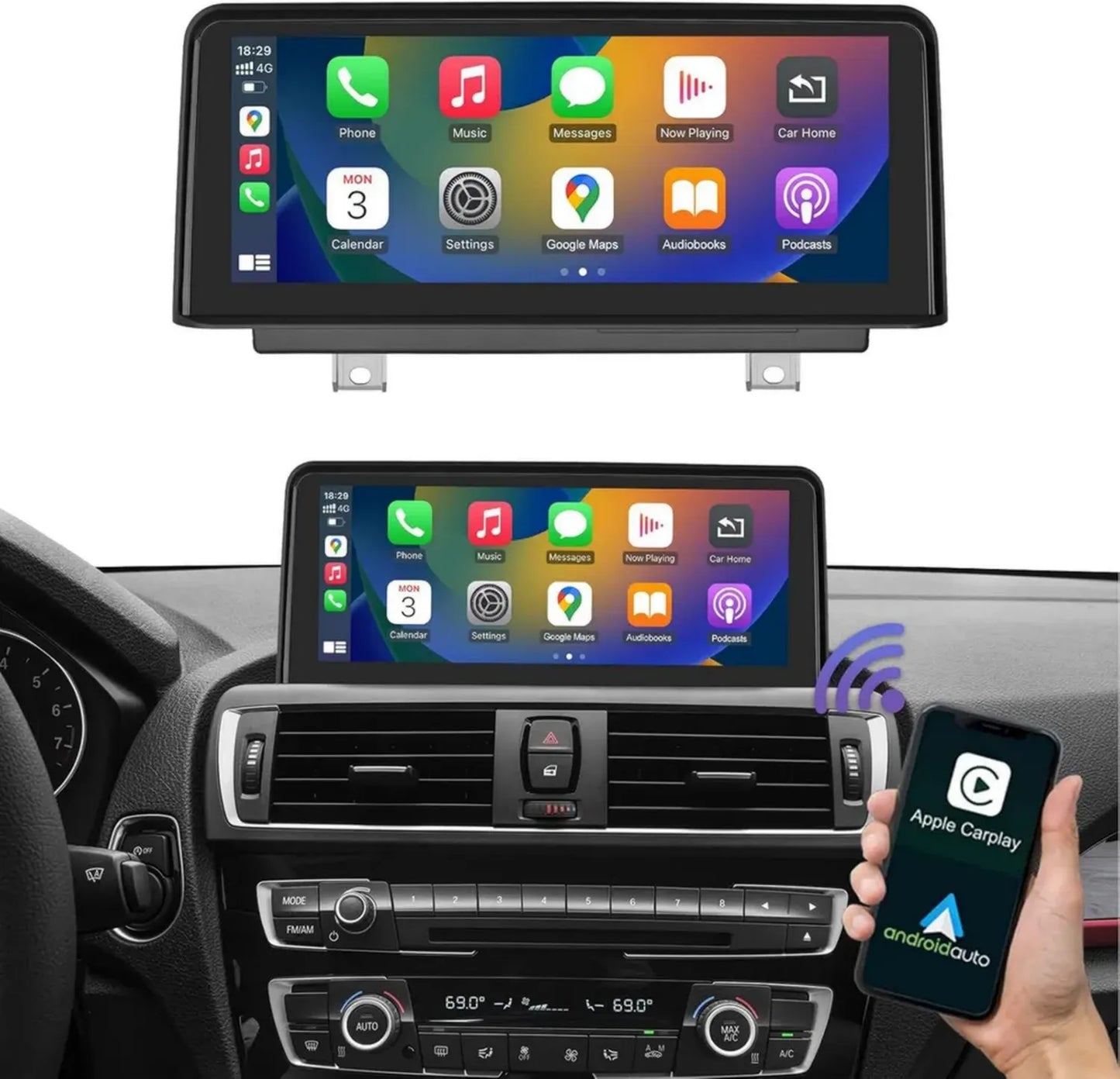 Autoradio 10,25 Pouces sans Fil Carplay/Android Auto pour BMW Série 1/2 F20/F21/F22/F23 2013-2015 avec Système NBT