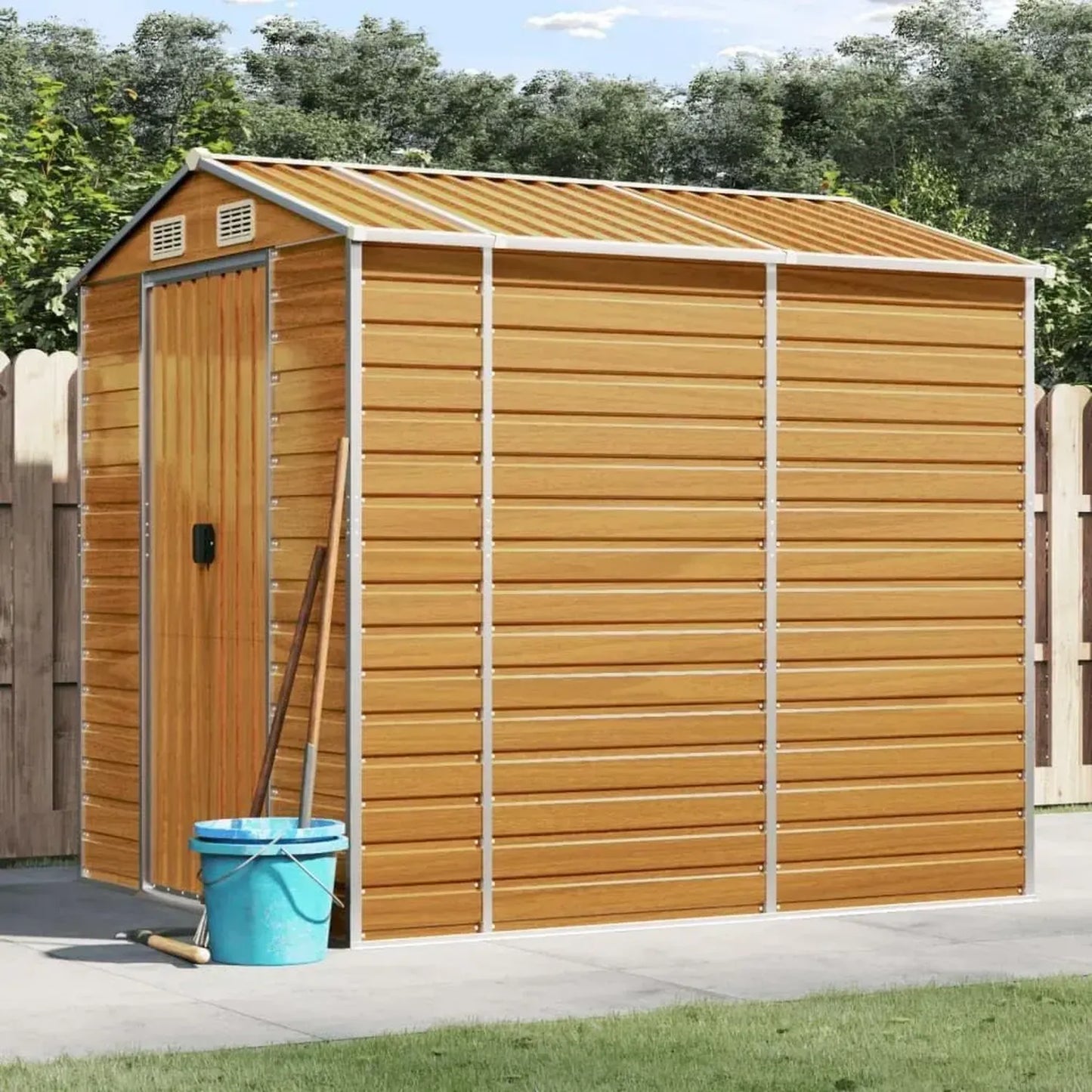 Abri de Jardin en Acier Galvanisé Brun 191x215x198 cm pour Extérieur