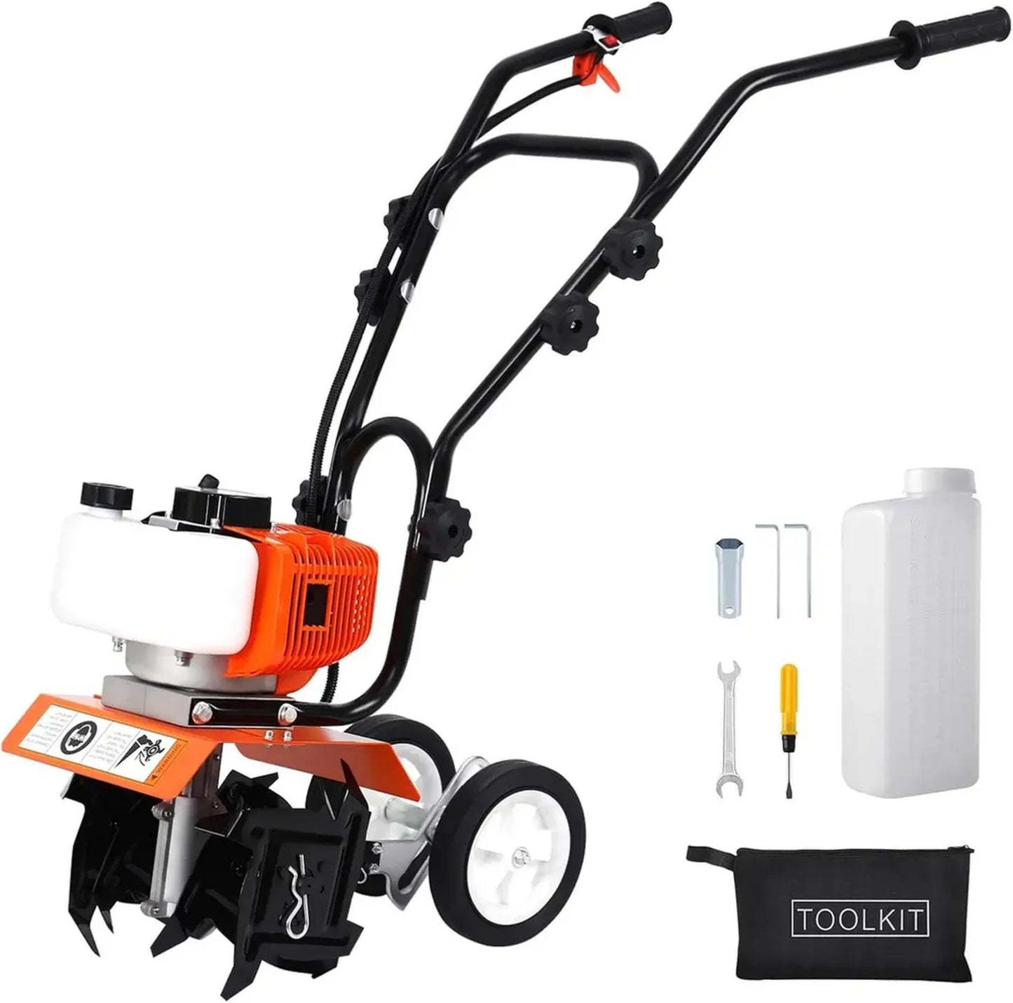 Motobineuse thermique 52cc - Outil de jardinage 2 temps léger avec moteur puissant