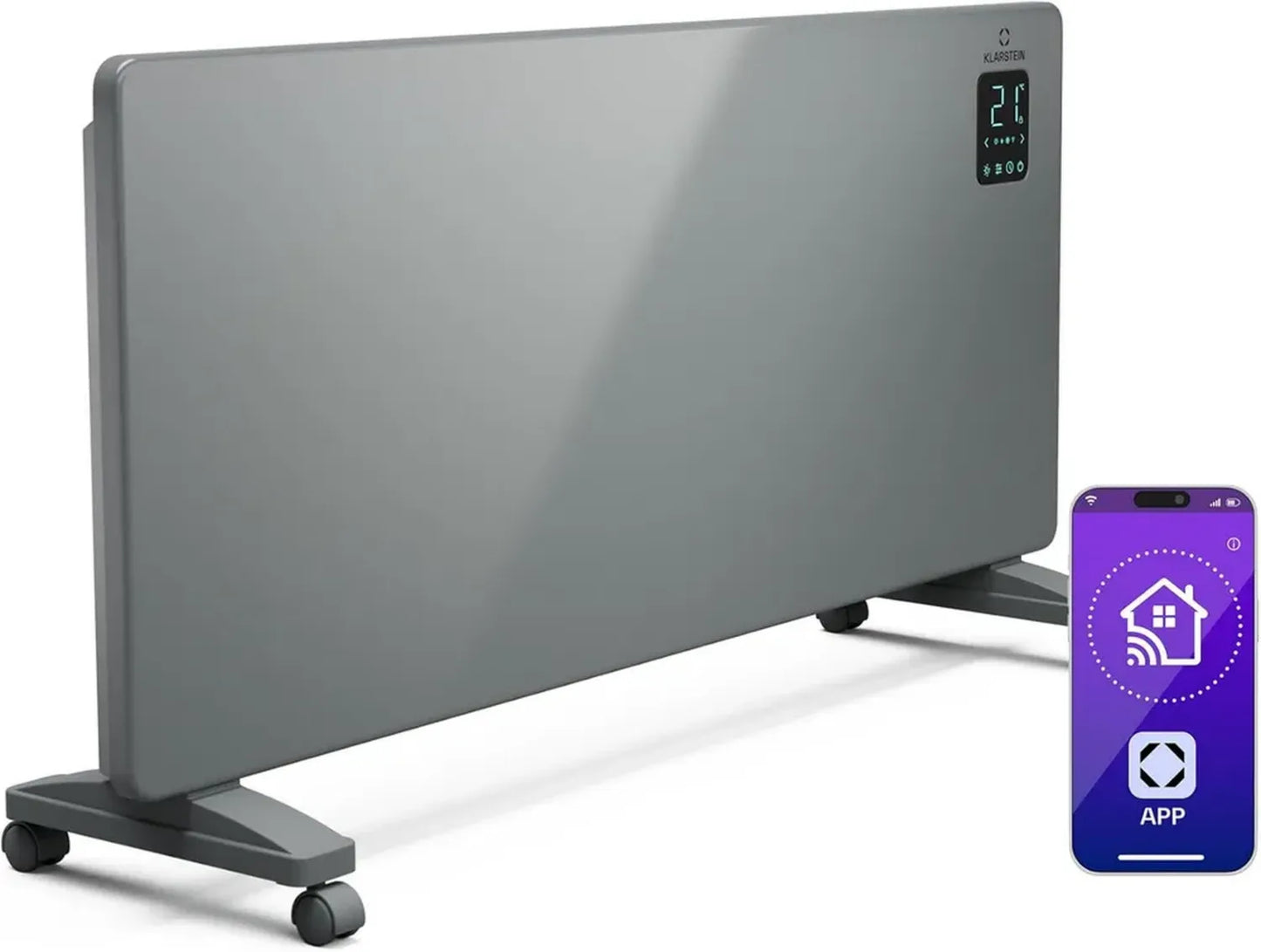 Radiateur Électrique Intelligente KLARSTEIN Bansin 2500W - Mural et Portable, Chauffage Rapide, Sécurisé IP24