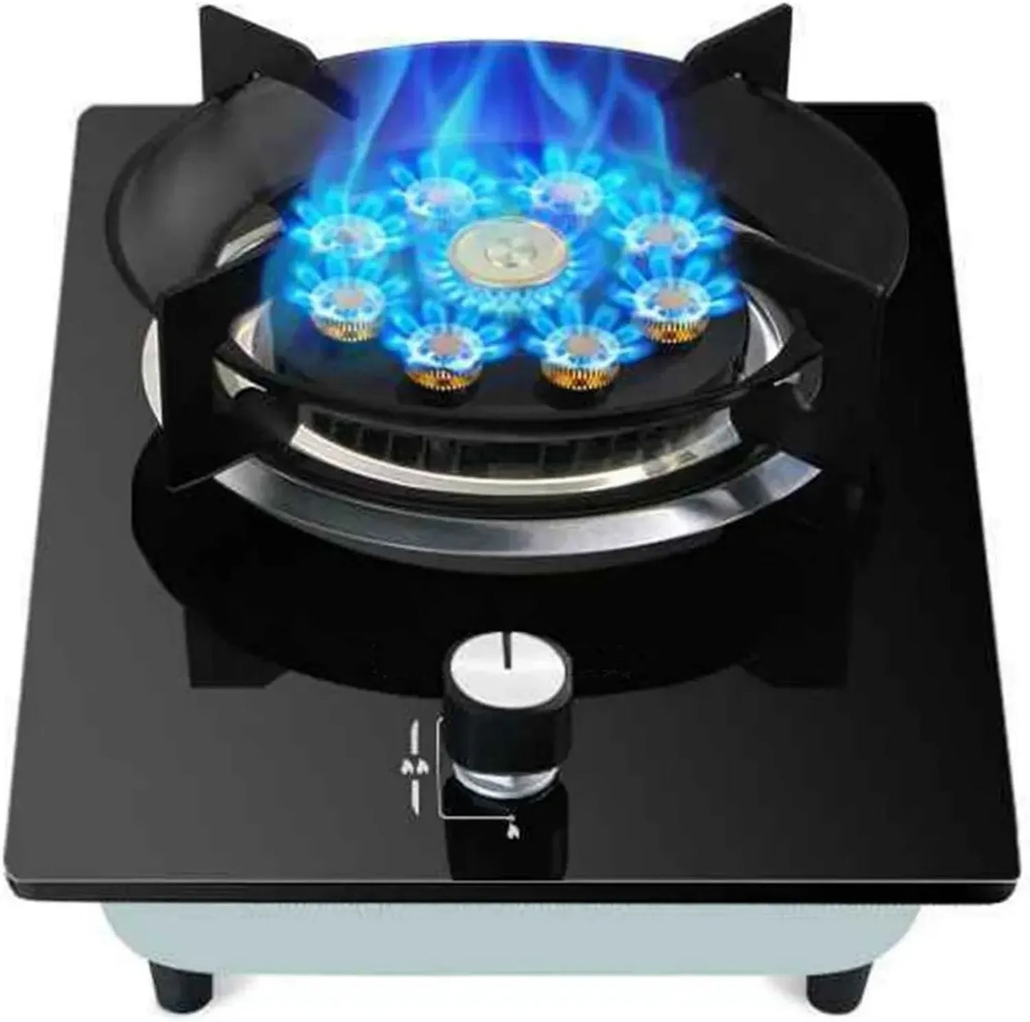 Cuisinière à Gaz Monobloc, 5,2 KW, Régulateurs Intégrés pour Restauration, Support en Fonte, Verre Trempé