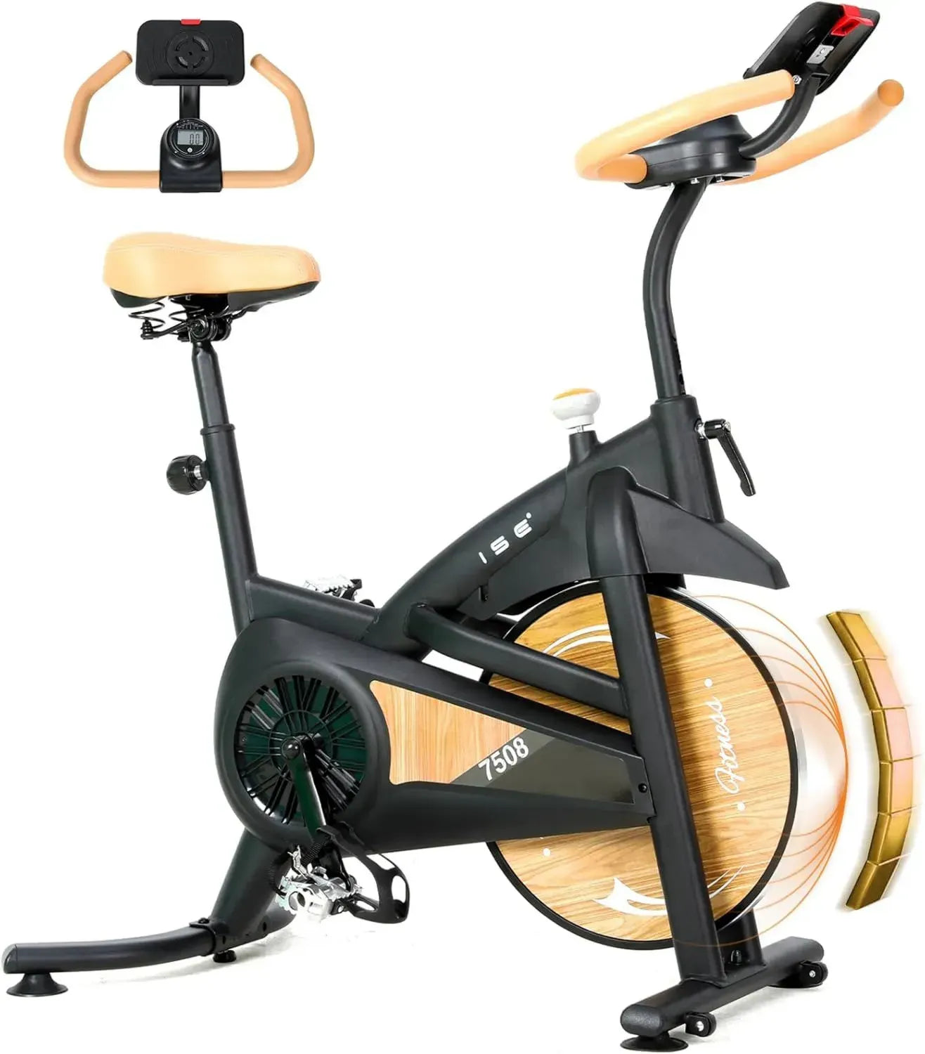 Vélo d'Appartement ISE Silencieux avec Résistance Magnétique Ajustable, Écran LCD, Guidon et Siège Confortable, Pour Entraînement Cardio à Domicile, Capacité de 130KG