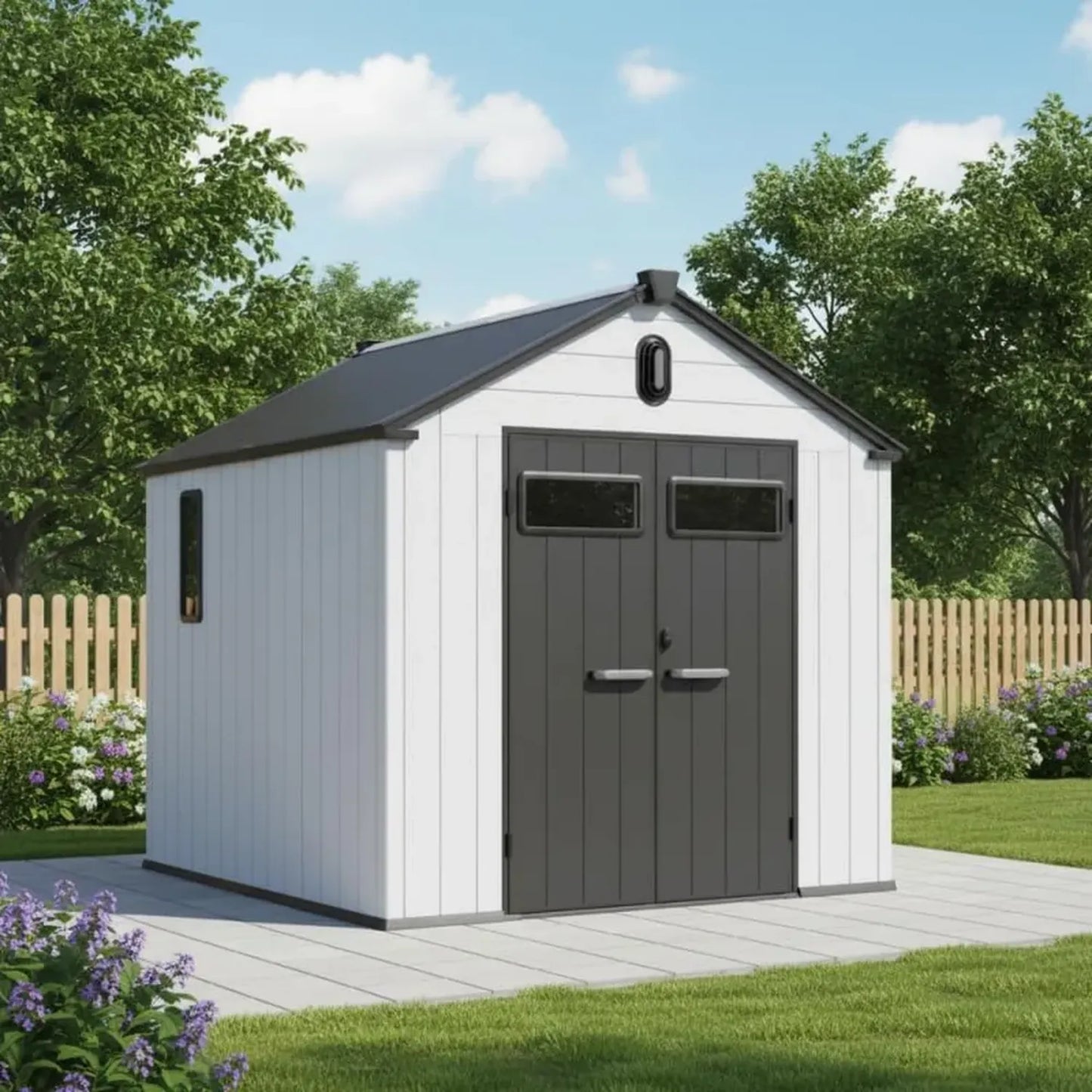 Abri de Jardin en Résine Gris 5,47m² avec Aluminium Durable, Plancher et Montage Facile