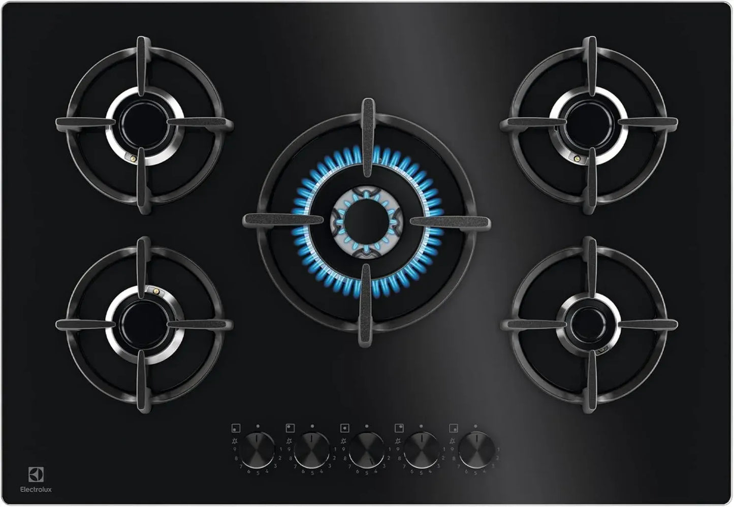 Plaque de Cuisson à Gaz 75 cm 5 Foyers Noir - Modèle EGG75372K