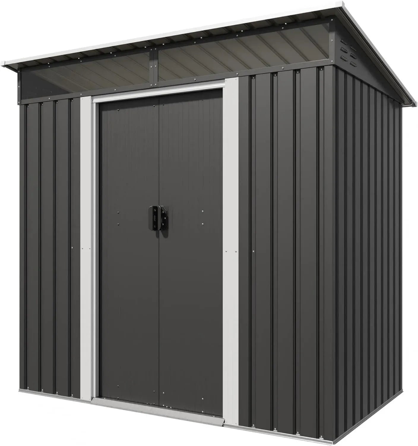 Abri de Jardin Métallique 3,6 m³ avec Fondation et Lucarne - 183 x 109 x 182 cm, Anthracite