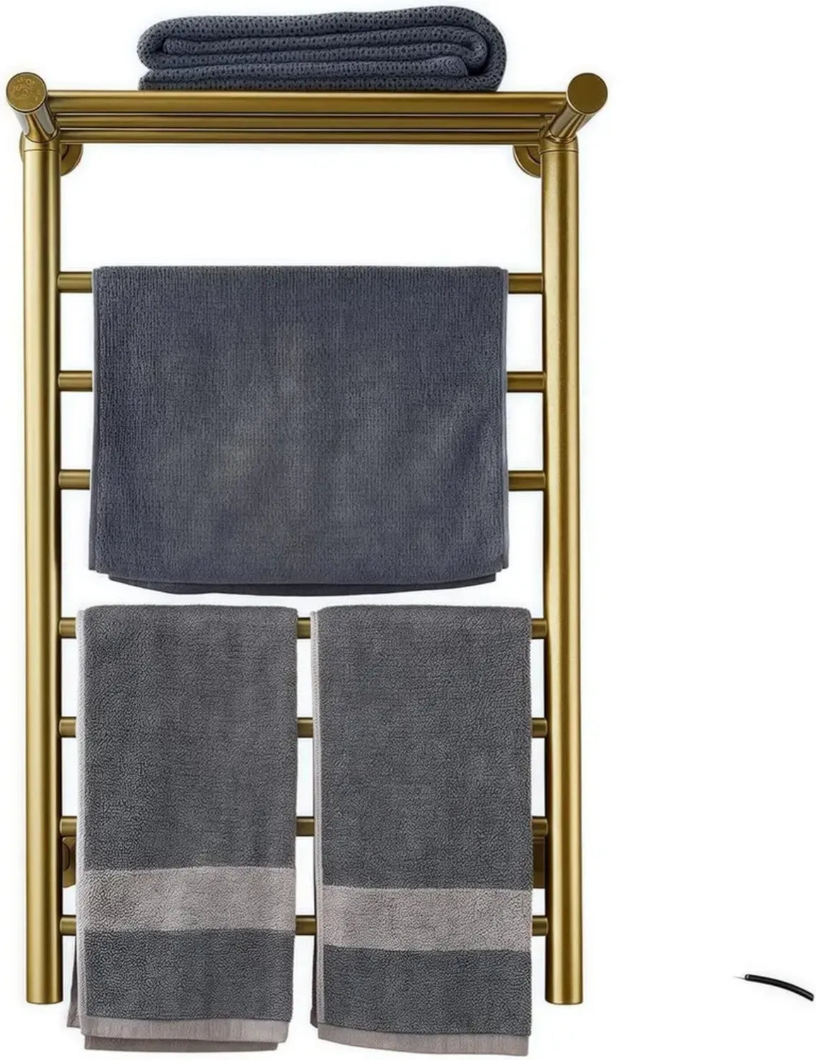 Sèche-serviettes électrique mural en acier inoxydable avec minuterie et étagère pour salle de bain