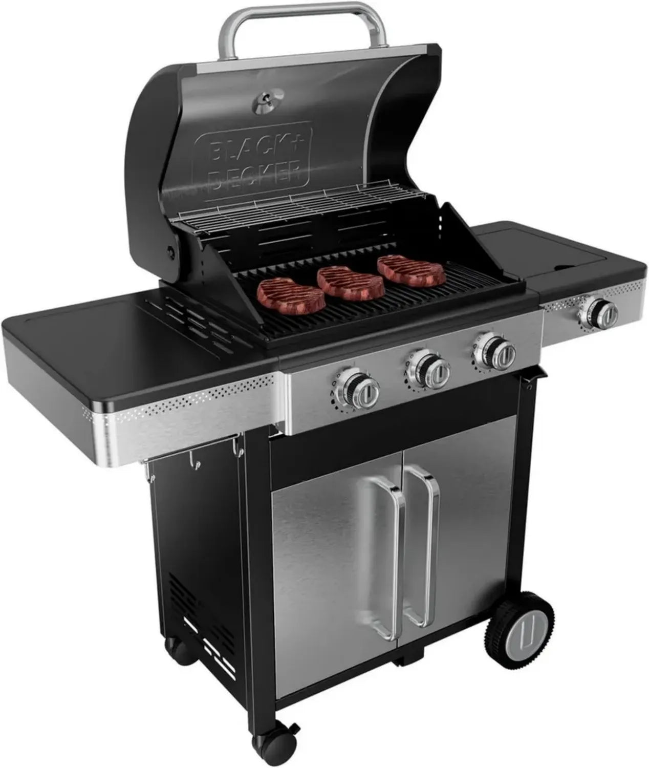 Black+Decker – Barbecue à gaz 3 brûleurs avec surface modulable et nettoyage aisé