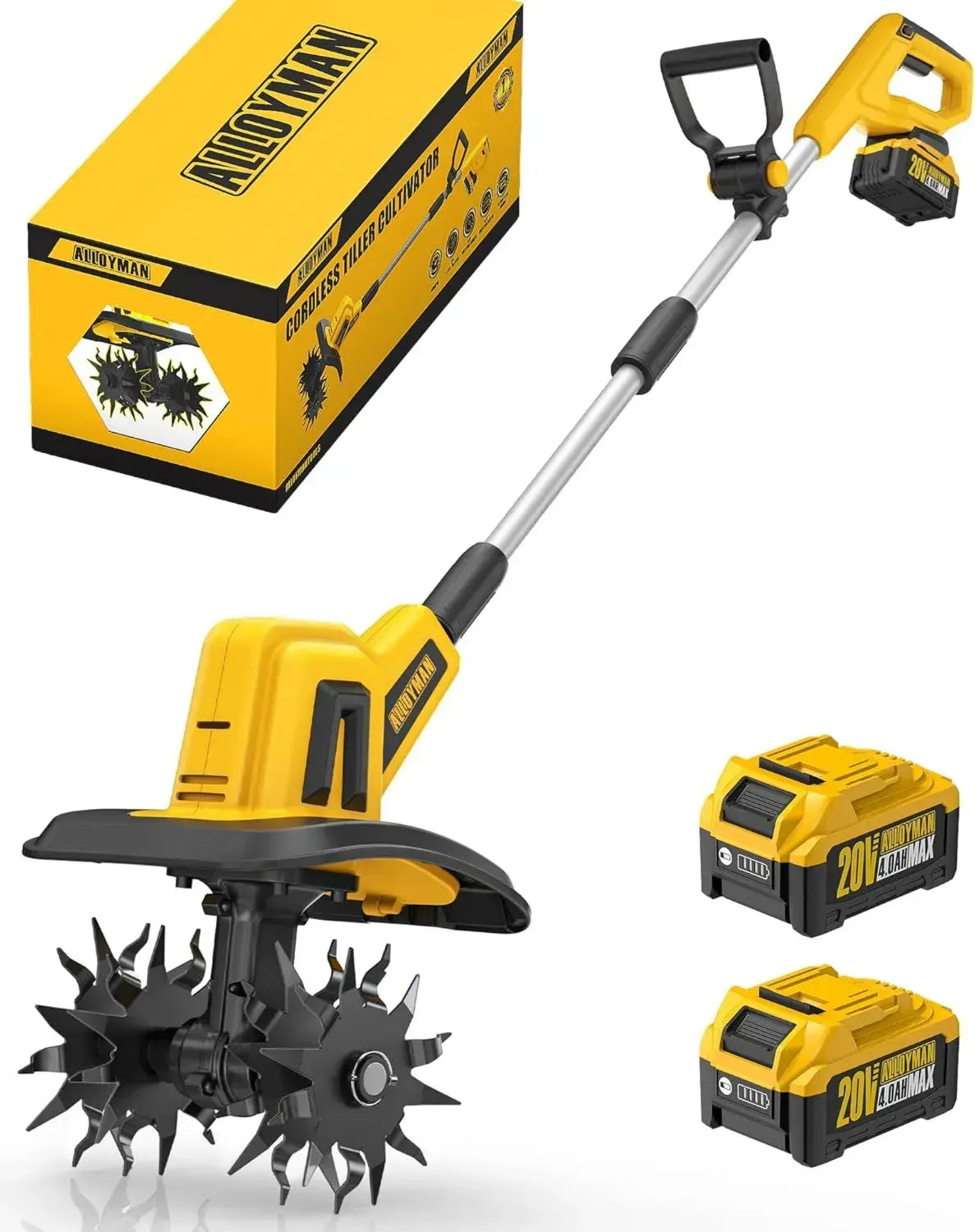 Motobineuse Électrique Sans Fil 20V avec Batteries 4,0 Ah - Largeur 23 cm, Profondeur 17 cm