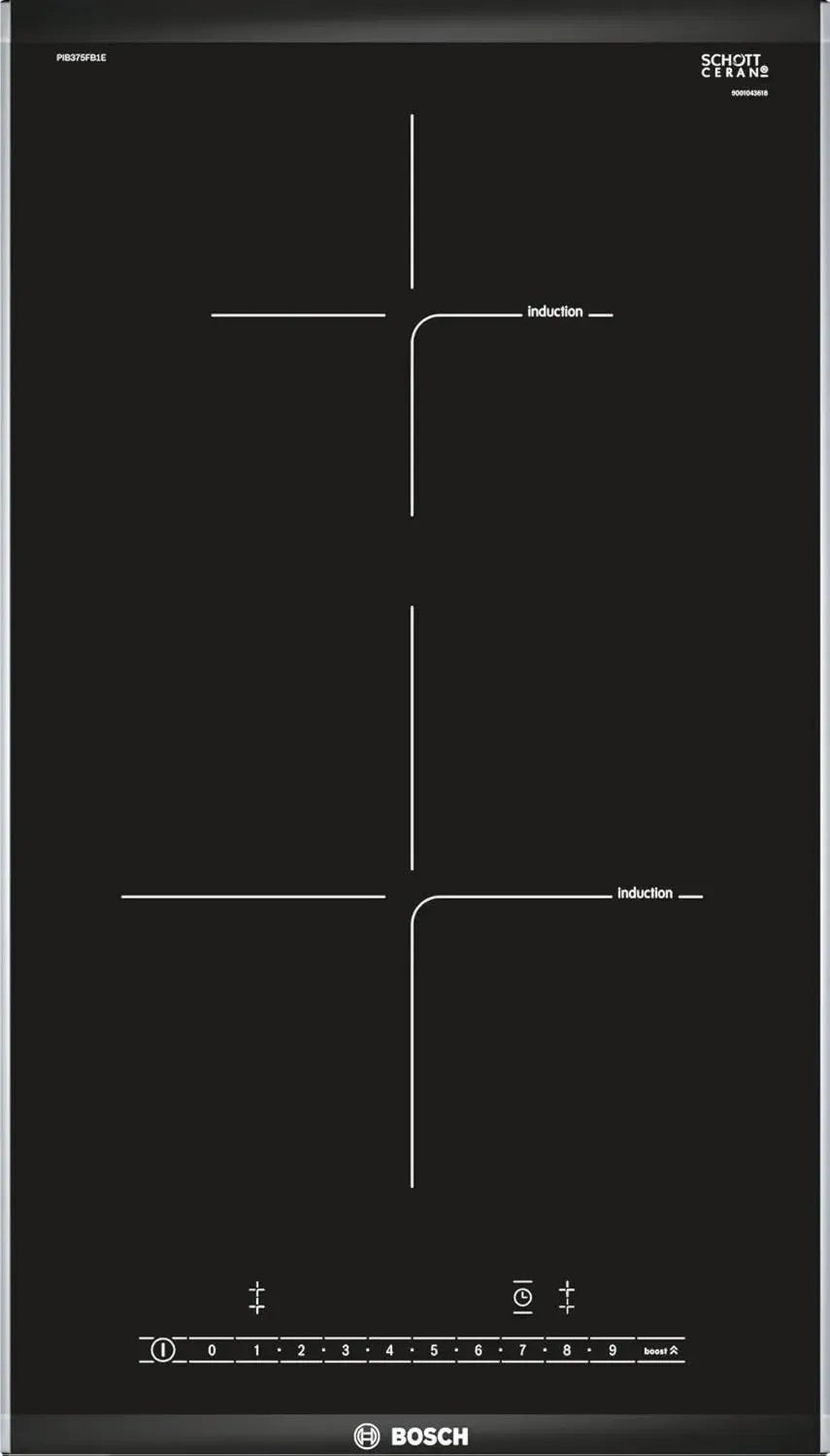 Plaque à induction Bosch Série 6, 2 zones, 30 cm, Noir