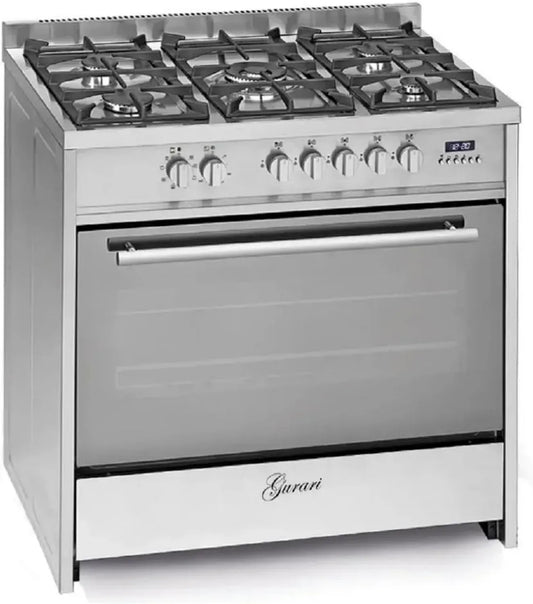 Centre de Cuisson Mixte 90 cm, 8 Fonctions, Four 121L, Gril et Air Chaud, 5 Brûleurs Haute Performance, WOK 4 kW, Compatible Gaz Naturel et Propane