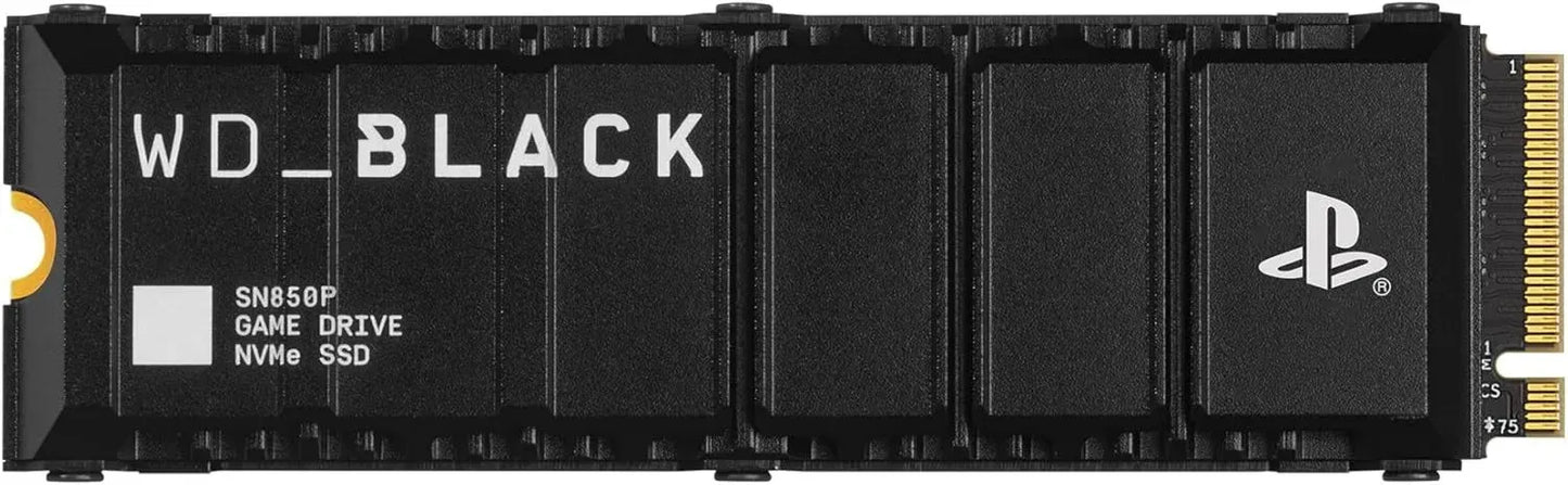 SSD Interne WD_BLACK SN850P 2 To PS5, Jusqu'à 7300 Mo/s, PCIe NVMe M.2, Compatible PlayStation 5, Avec Dissipateur Thermique, Noir
