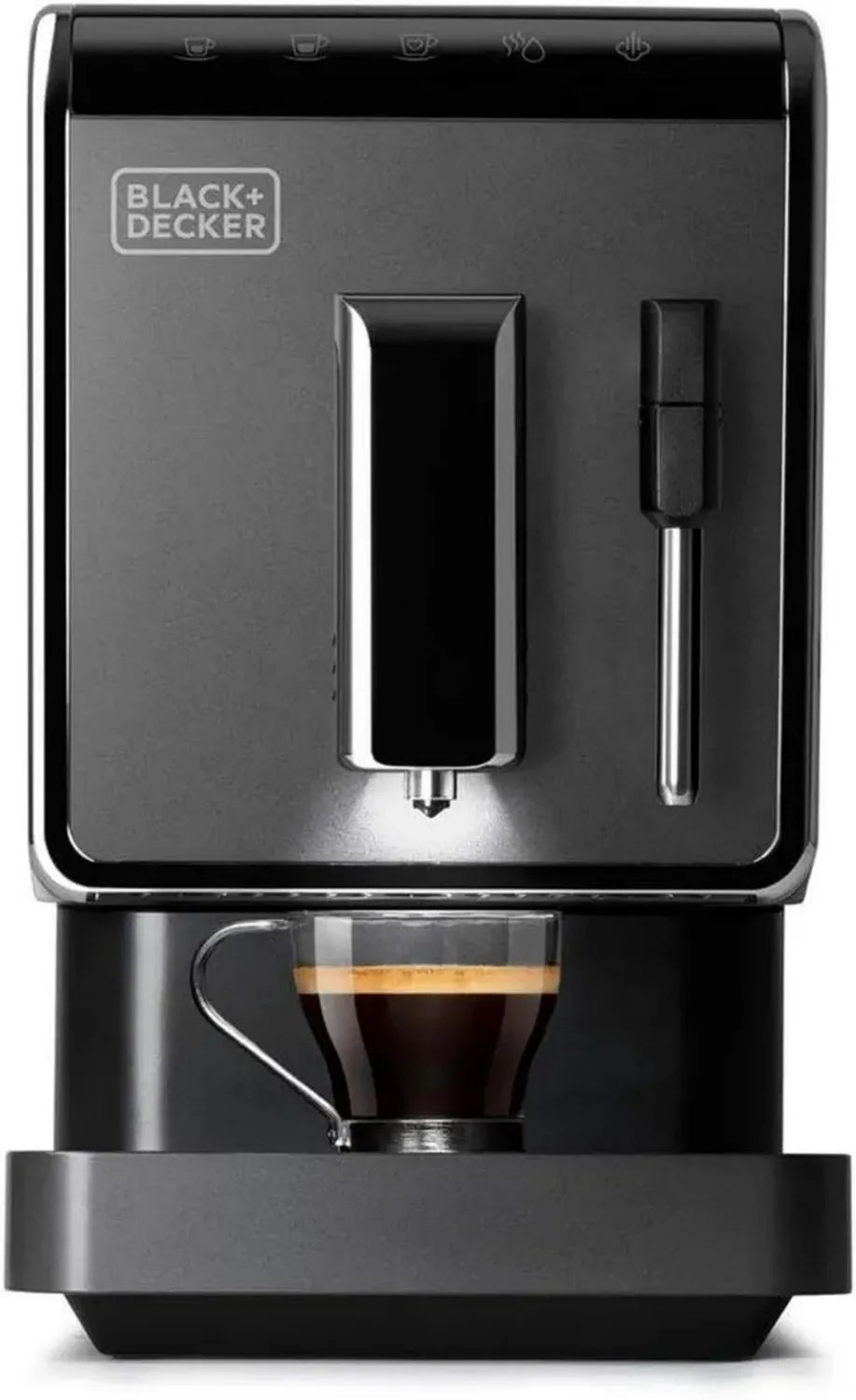 Machine à Café Automatique BLACK+DECKER 1470W, Broyeur 160g, Écran Tactile, Réservoir 1,2L, Design Compact Noir