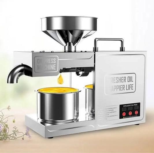 Extracteur d'Huile Automatique 820 W - Acier Inox Alimentaire - Extraction de Noix et Graines - Modes Chaud/Froid - Pour Arachides et Sésame