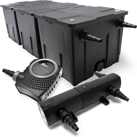 Système de Filtration de Bassin Wiltec, pour Bassins jusqu'à 90000 L, Pompe 10000 l/h 80W, Clarificateur UV 18W