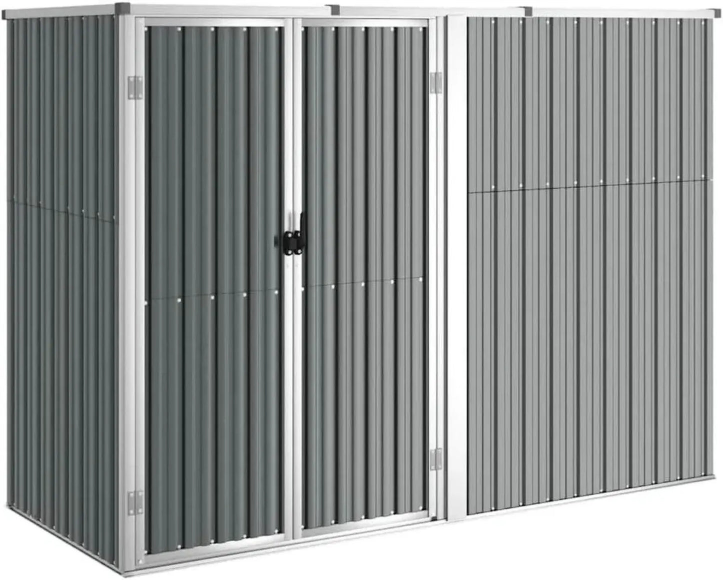 Cabane de Jardin en Acier Gris 225x89x161 cm pour Rangement Extérieur
