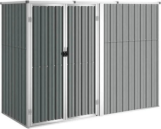 Cabane de Jardin en Acier Gris 225x89x161 cm pour Rangement Extérieur